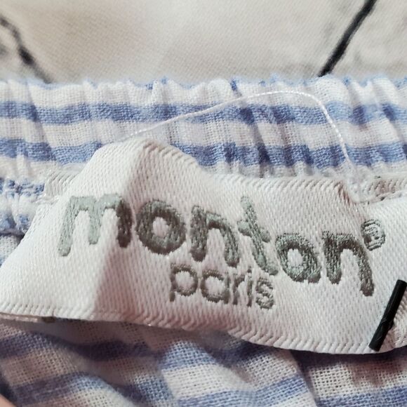 🔹️Montan Paris Blue & White Striped Cropped Off Shoulder Top Small - Picture 6 of 6